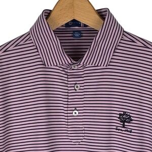Stitch Golf Mens Striped Performance Polo Shirt Pink Navy Blue Size M/L
